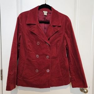 Sigrid Olsen velour red double breasted coat